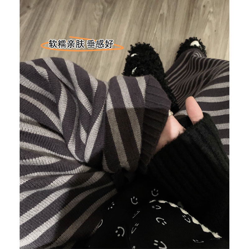 孕妇裤子加绒慵懒风厚实条纹阔腿裤宽松无托腹秋冬款针织休闲长裤,淘宝优惠券,粉丝福利购,淘宝优惠卷