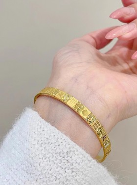 把把胡牌麻将手镯开口金色爆闪CNC碎冰冰十三幺麻将手环直播爆款