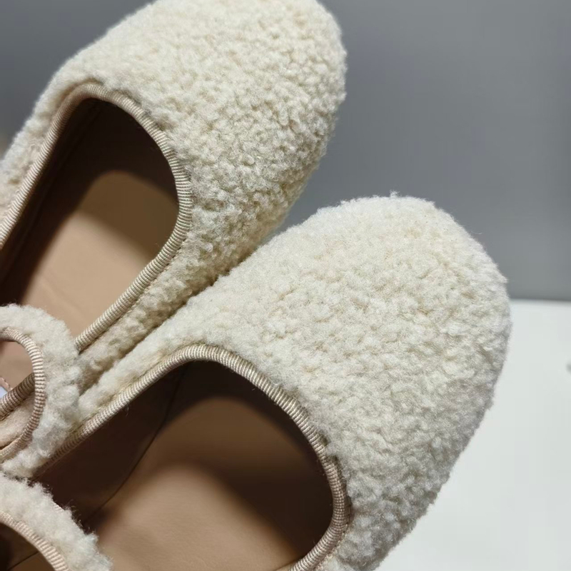 外贸原单女鞋2025秋冬新一字带浅口圆头玛丽珍女鞋平底单鞋毛毛鞋 - 图2