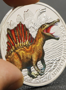 12款奥地利恐龙纪念币霸王龙沧龙翼龙金属镀银纪念章收藏礼品