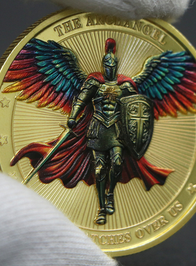 美国铠甲勇士大天使守护神镀金镀银彩印纪念章 装饰礼物礼品硬币