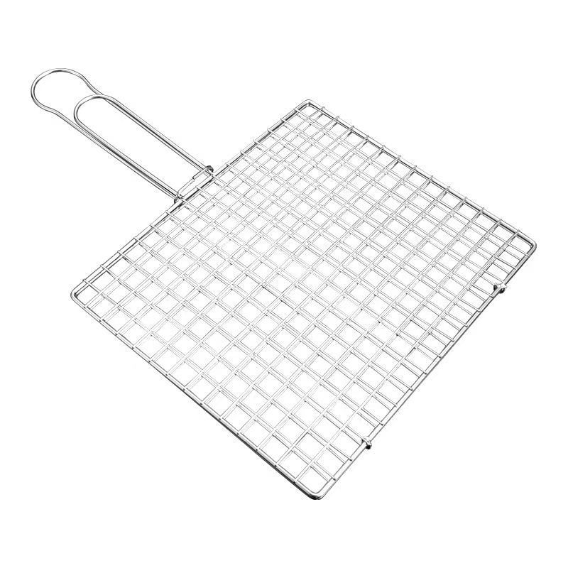 不锈钢烧烤架户外烤炉烧烤网家烤鱼夹蔬菜夹板夹肉网BBQ折叠烤盘 - 图3