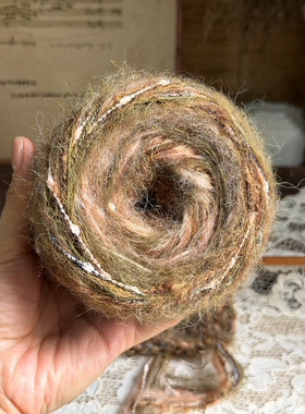 咿唔混线-苔藓棕特色油画色系钩针棒针编织毛线手工diy包包帽子