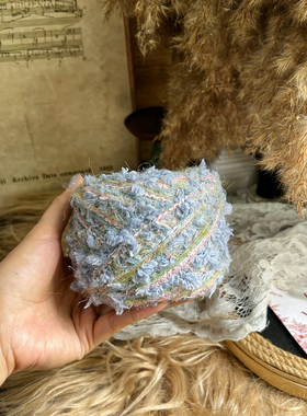 咿唔手混线-春日小清新蓝粉紫立体编织钩织卡套帽子包包发圈100g