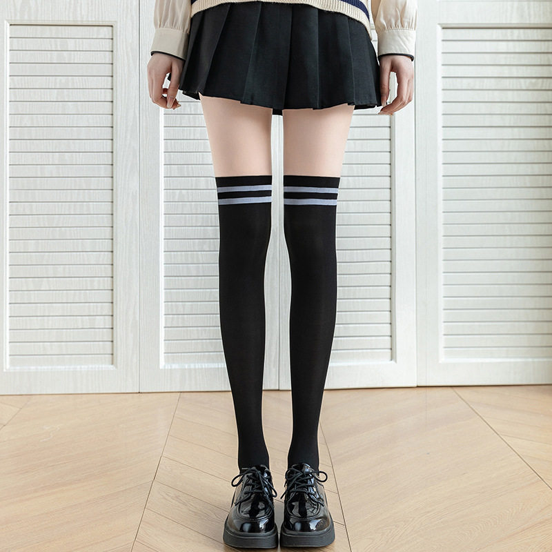 春秋冬季双色条纹拼接假小腿打底连裤袜光腿神器女黑白色加绒丝袜,淘宝优惠券,粉丝福利购,淘宝优惠卷