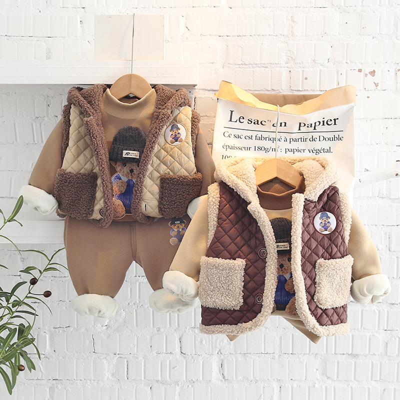 儿童装男童秋冬装套装宝宝三件套婴儿衣服一周岁2-3岁女孩韩版潮4-图1