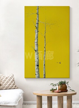 抽象白桦树纯油画风景客厅装饰画现代简约玄关挂画