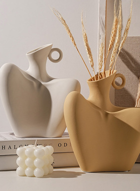 贝汉美侘寂风花瓶陶瓷高级感摆件家居客厅装饰品插花人体花器跨境