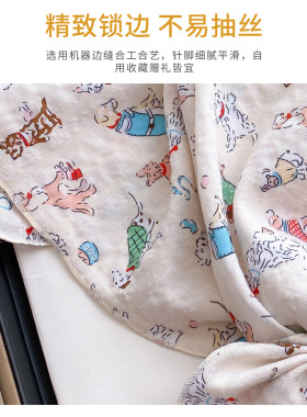 60日系卡通儿童宝宝棉麻发带丝巾小方巾男女春秋系腰围巾领巾头巾