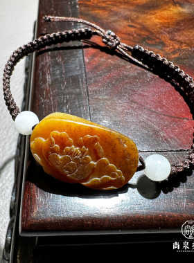 尚泉美玉和田玉籽料牡丹手牌