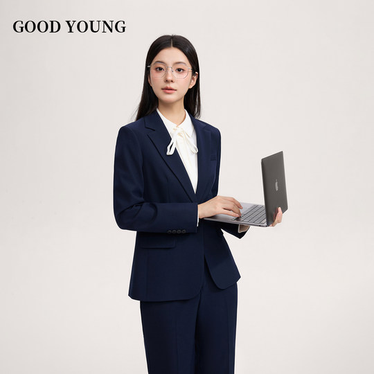 GOOD YOUNG黑色西装套装女考公考编面试正装女秋季职业西装外套女