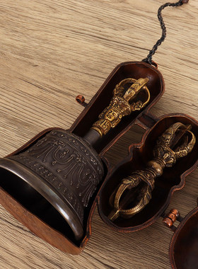 尼泊尔纯手工金刚铃杵铜盒收纳盒紫铜雕花铃铛包装外盒保护套装饰