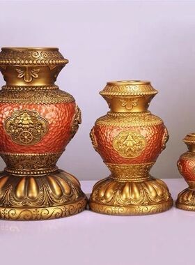 八吉祥彩绘长柄手摇转金轮底座彩绘树脂转经简座子锡杖家用大号