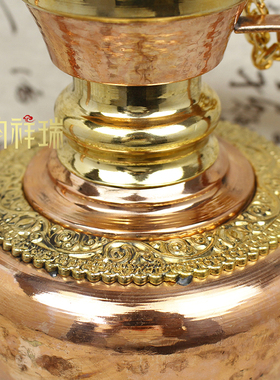 藏式茶壶镶花铜壶手工酥油茶壶本色敬水壶壶家居摆件民族风装饰品