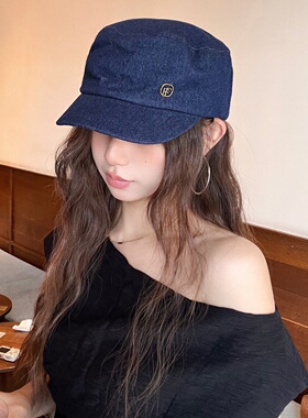 藏蓝色老钱风牛仔平顶帽