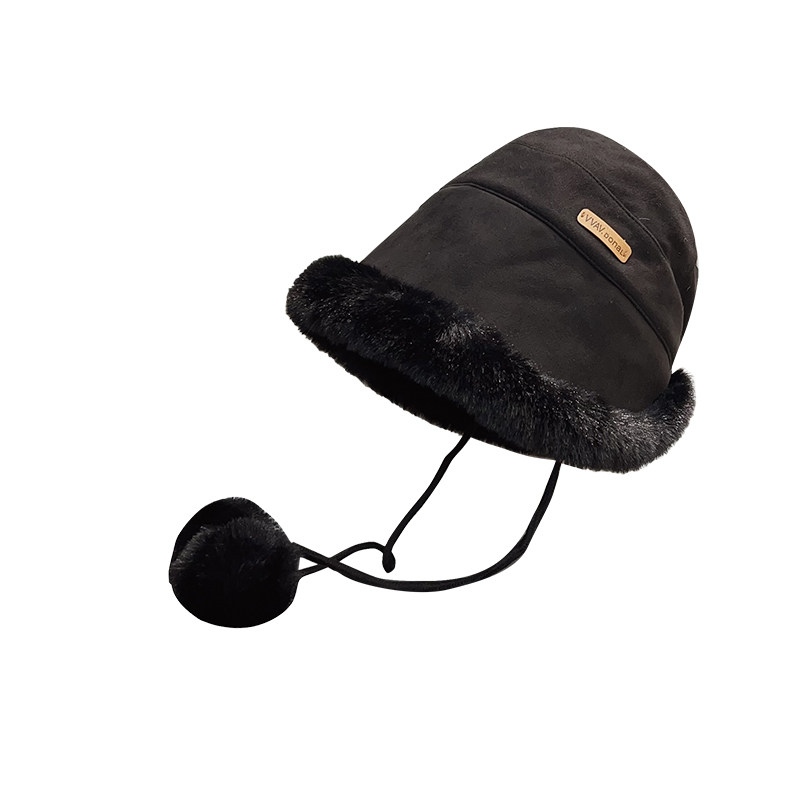 毛绒渔夫帽冬季款加厚保暖盆帽防风护耳雷锋帽冬天挂绳毛球帽子女,淘宝优惠券,粉丝福利购,淘宝优惠卷