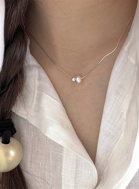 女925珍珠锁骨链项链复古设计
