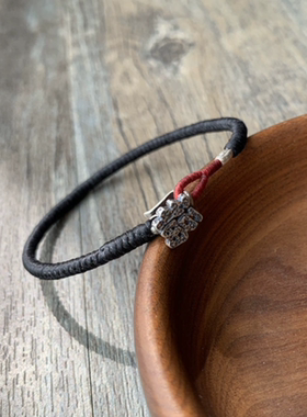 【福】原创泰国蜡线纯银手工编手绳 情侣手链脚链 蜡线手绳