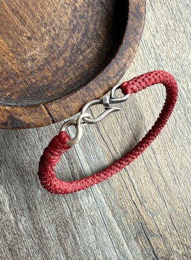 【空】原创泰国蜡线纯银手工编手绳 情侣手链脚链 蜡线手绳