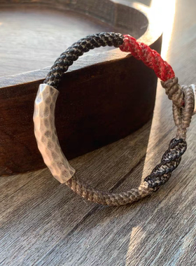 【闲】原创泰国蜡线纯银手工编手绳 情侣手链脚链 蜡线手绳