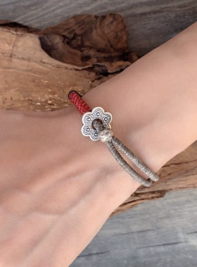 【净】原创设计泰国蜡线手工纯银手绳 情侣手链手绳定制