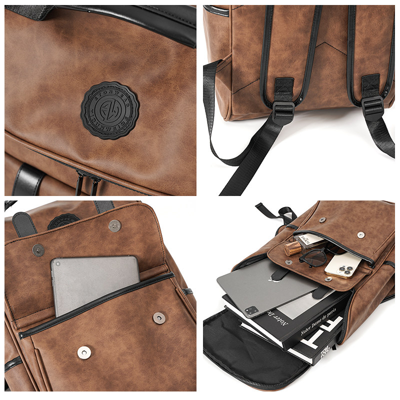 复古双肩包男时尚潮流初中生书包女大学生高中休闲大容量旅行背包,淘宝优惠券,粉丝福利购,淘宝优惠卷