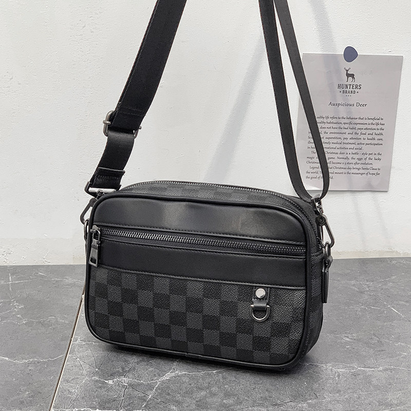 新款时尚男士格子单肩包 潮牌简约小方包潮流街头休闲男包斜挎包,淘宝优惠券,粉丝福利购,淘宝优惠卷