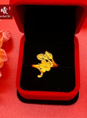 沙金花朵戒指女轻奢气质百搭