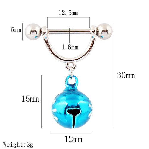 乳钉人体穿刺铃铛乳环饰品前卫穿刺 Body piercing Nipple ring - 图3
