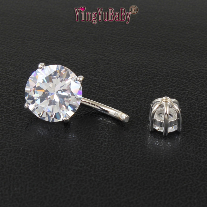 肚脐钉通体S925纯银四爪镶AAA锆石圆形防过敏保养穿刺环粗针短杆,淘宝优惠券,粉丝福利购,淘宝优惠卷