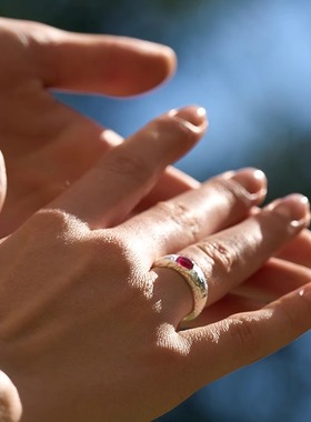 【森制SHINSEI官方】手工纹理天然红碧玺 纯银 天然石