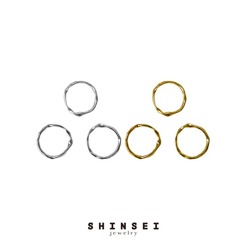 【森制SHINSEI官方】手工扭纹3只套戒组合戒指 原创设计纯银 - 图0
