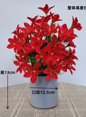 仿真一品红花艺盆栽仿真干花套装饰假花绢花客厅餐桌摆设摆放花卉