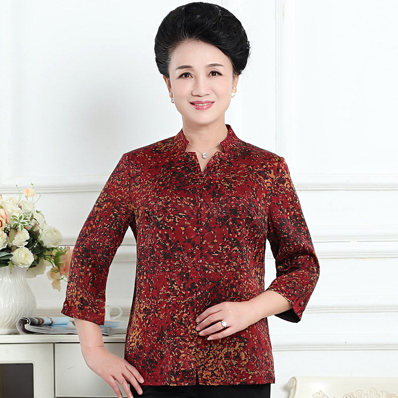 福太太真丝中老年女装夏装妈妈衬衣 福太太中老年女装