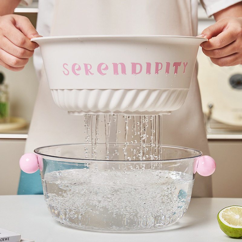 洗菜盆沥水篮家用厨房双层洗水果篮子淘菜盆精致多巴胺小水果盘,淘宝优惠券,粉丝福利购,淘宝优惠卷