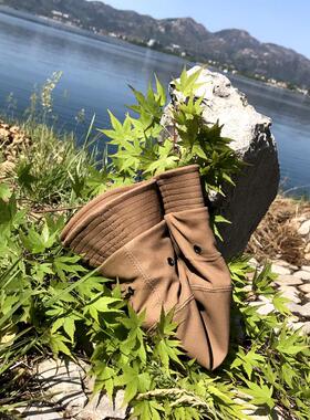 轻薄透气磨砂山羊皮通用渔夫帽