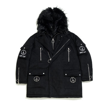 YOOMORE trendy brand suede mountain carving jacket ຜູ້ຊາຍແລະແມ່ຍິງ coat ຕ້ານສົງຄາມ crow ສີດໍາແກະສະຫຼັກເຄື່ອງນຸ່ງຫົ່ມຝ້າຍ MAMC