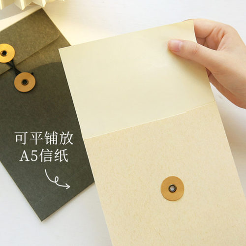 档案袋定制文件袋复古绑带信封袋A5牛皮纸绕线档案袋明信片大号收纳袋烫金印LOGO - 图1