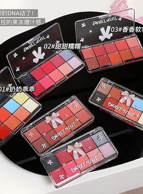 10色多色唇彩盘影楼化妆师学校唇釉口红盘滋润持久自然上色