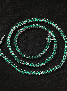 3mm新款祖母绿锆石项链锁骨链