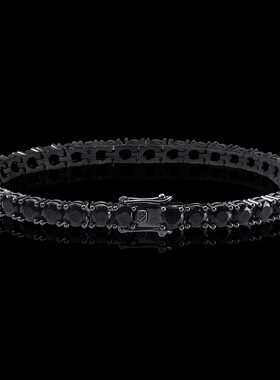 新款5mm黑色锆石网球链简约男士