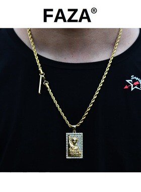 潮牌胜利女神项链男嘻哈满钻吊坠