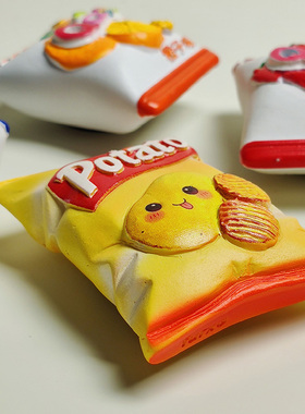 全店6件8折仿真果汁软糖QQ糖冰箱贴立体树脂原味薯片磁吸装饰磁贴