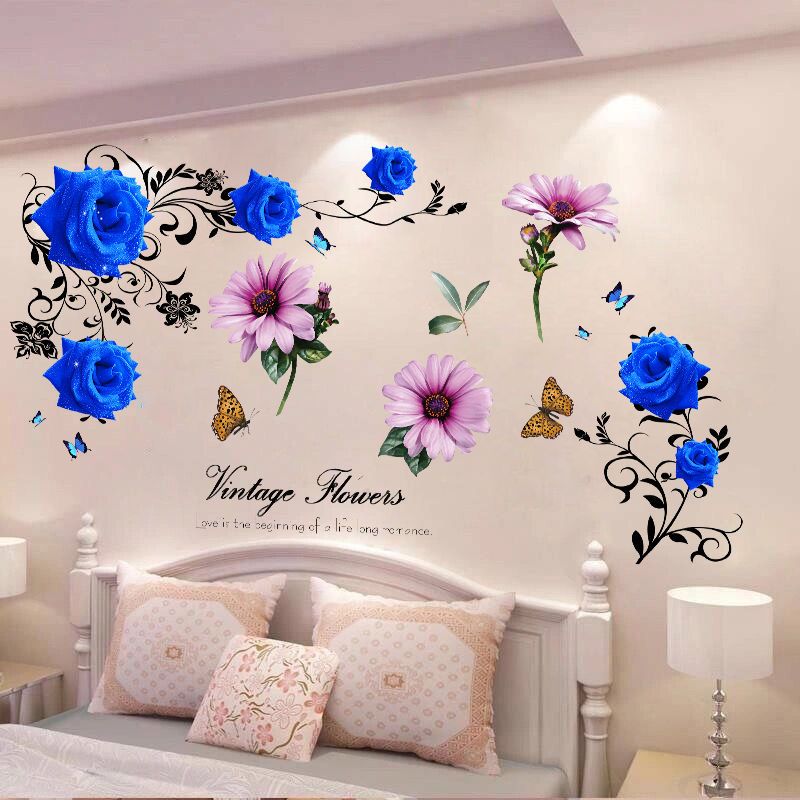 温馨中国风墙贴纸墙壁卡通小情侣装饰背景墙新古典卧室床头贴画纸,淘宝优惠券,粉丝福利购,淘宝优惠卷