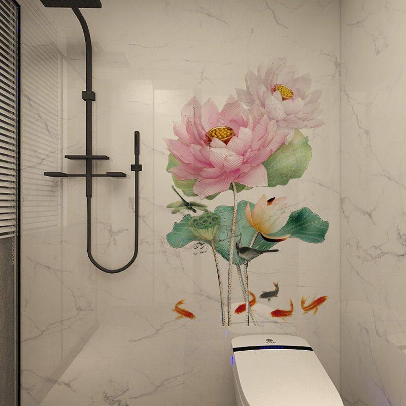 【新款浴室贴画】卫生间贴画厕所装饰布置洗手间防水3d立体荷花,淘宝优惠券,粉丝福利购,淘宝优惠卷