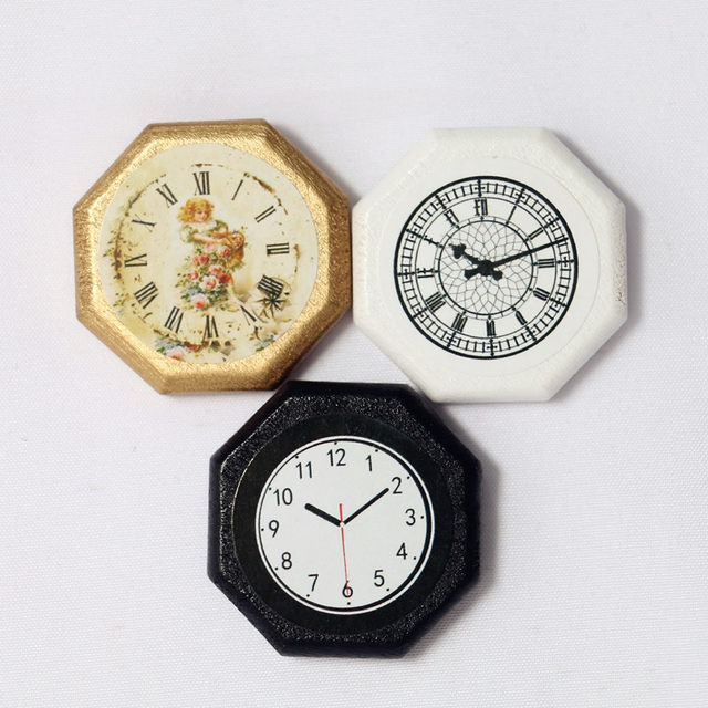 Doll House Clock Wall Clock Miniature Model Small Accessories Living Room Decoration Simulation Mini Household Products Diy Scene