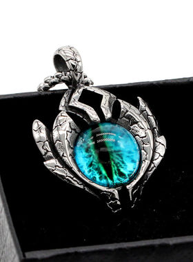 复古蓝色恶魔潮人钛钢嘻哈项链