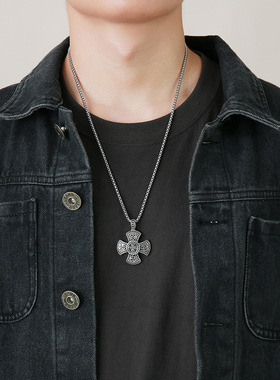北欧维京海盗十字架街头潮人项链