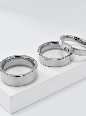 男女钨钢光面素色简约戒指不掉色