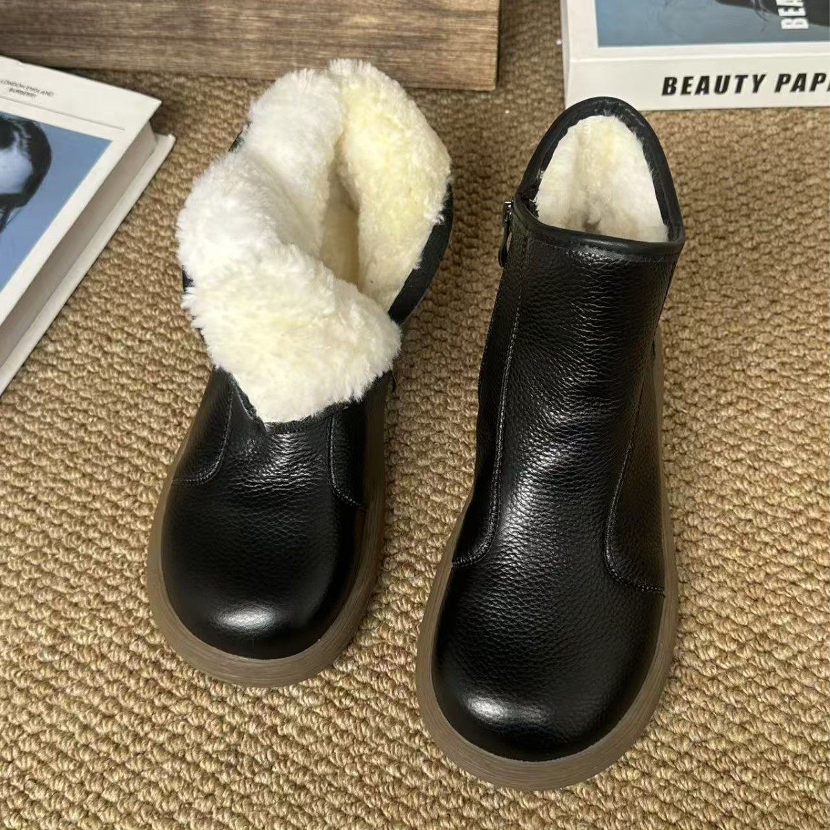 25年冬季上新羊毛雪地靴真皮休闲侧拉链棉靴女妈妈鞋加绒保暖棉靴,淘宝优惠券,粉丝福利购,淘宝优惠卷